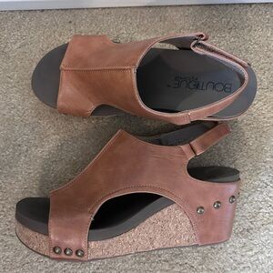 Corkys Brown Wedge Sandals